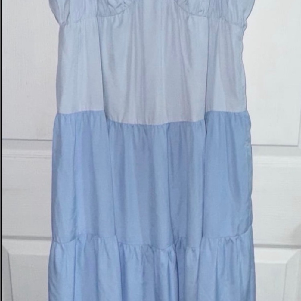 English Factory Light and Dark Blue Tiered Maxi Dress - Picture 2 of 2